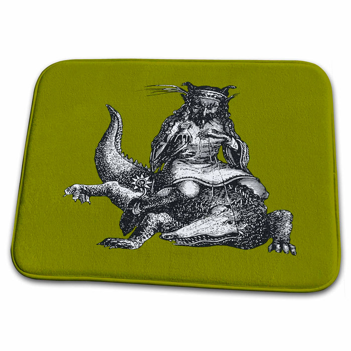 Dish Drying Mat - Agaress The Old Duke Riding Upon A Crocodile Vector Illustration Vector Art - Demon Characters