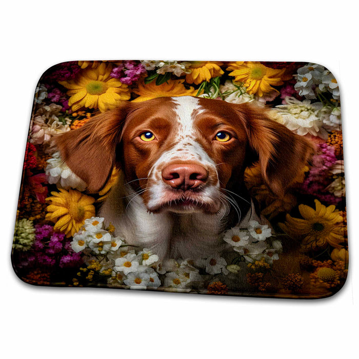 Dish Drying Mat - Brittany with floral background CR Media - Illustrations