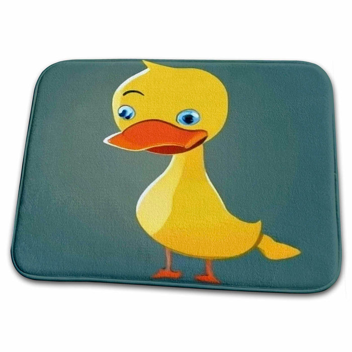 Dish Drying Mat - Cute funny Funky Yellow Duck Ducky Cartoon Birds