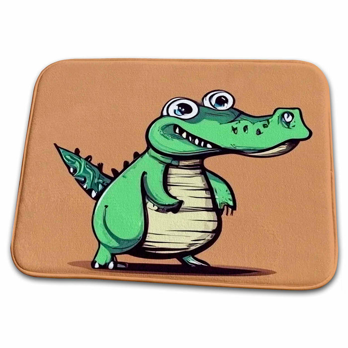 Dish Drying Mat - Cute funny Funky Alligator Cartoon for Gator Fans Animals