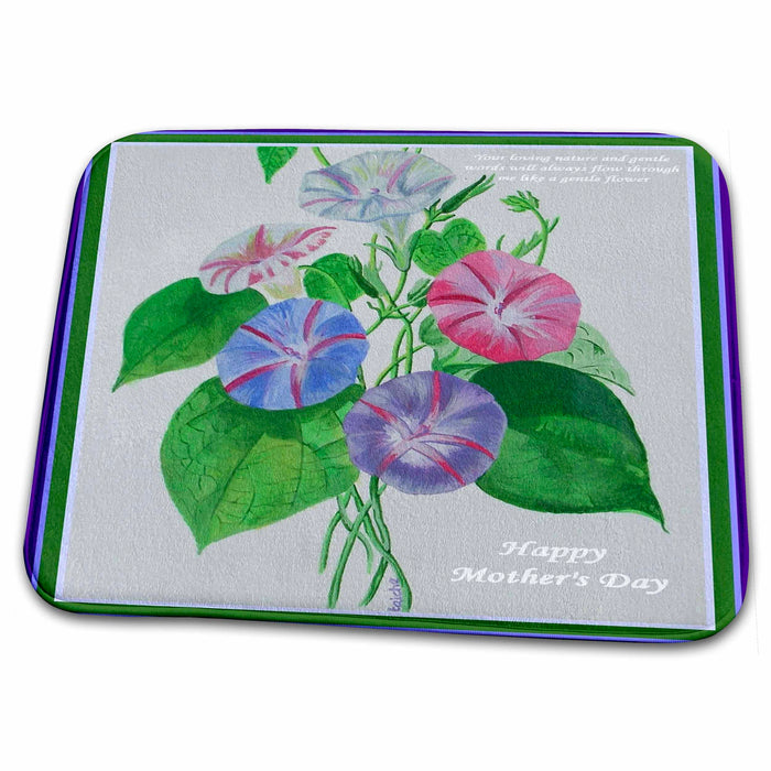 Dish Drying Mat - Happy Mothers Day - purple, mothers day, bindweed, ipomoea, morning glory, purple, realism,wormweed Mothers Day - Morning Glories