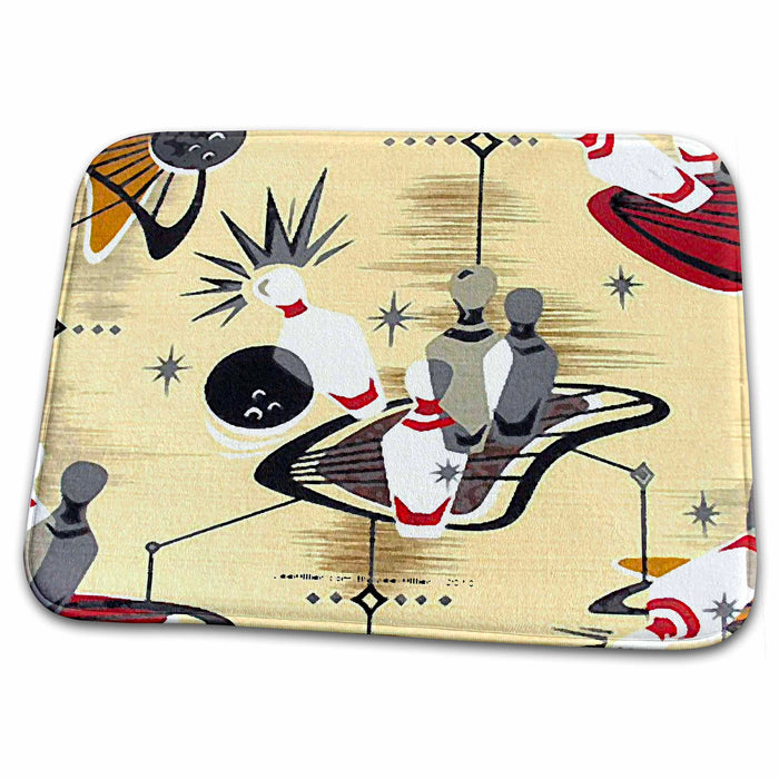 Dish Drying Mat - Atomic Bowling Designs 50s Retro Print