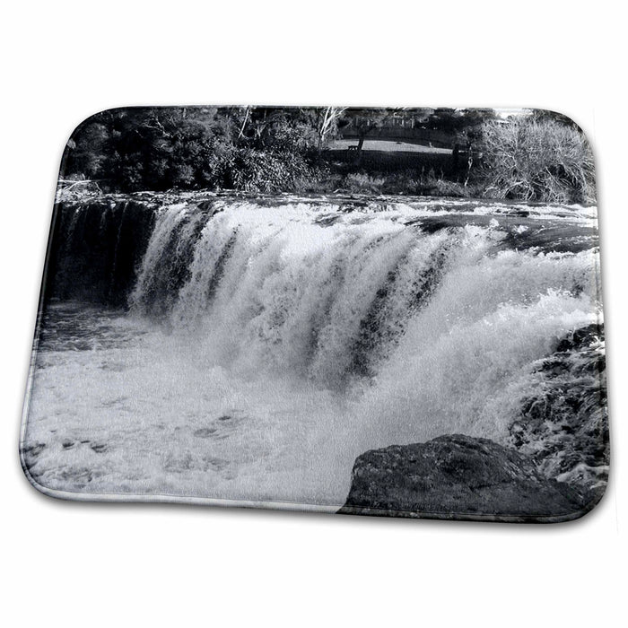 Dish Drying Mat - Hururu Falls in New Zealand Beautiful With Water Running Over Rocks Realistic