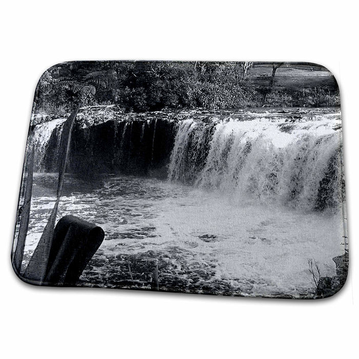 Dish Drying Mat - Hururu Falls in New Zealand Beautiful With Rushing Water Running Over Rocks Realistic