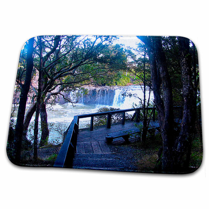 Dish Drying Mat - St. Pauls AnglicOld Rock Church in New Zealand Inside With its Magnificent Stained Glass Windows Realistic