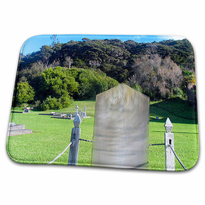 Dish Drying Mat - St. Pauls AnglicOld Rock Church in New Zealand Outside In Graveyard Realistic