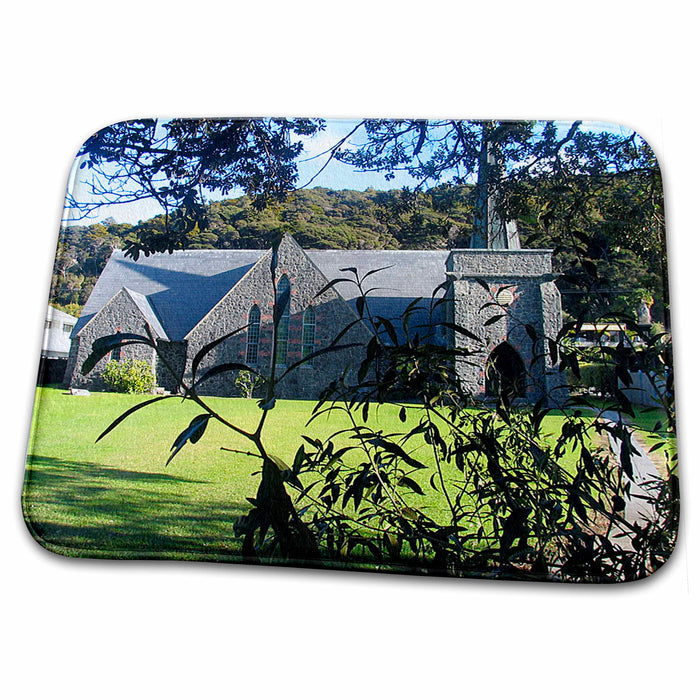 Dish Drying Mat - St. Pauls AnglicOld Rock Church in New Zealand Outside with Vine in Front View of Chapel in Paihia Realistic