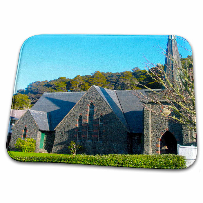 Dish Drying Mat - St. Pauls AnglicOld Rock Church in New Zealand Outside With Tree to Side of Chapel in Paihia Realistic