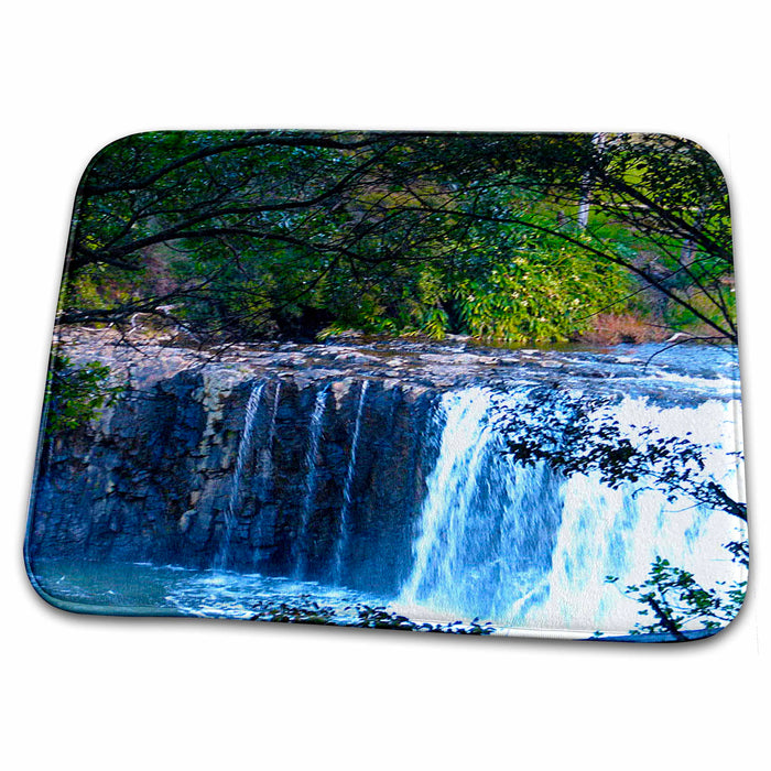 Dish Drying Mat - The Beautiful Hururu Falls in New Zealand With Water Running Over Rocks Realistic