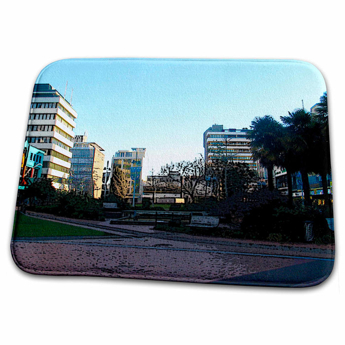 Dish Drying Mat - The City Streets of Hamilton, New Zealand in City Center Posturized Realistic