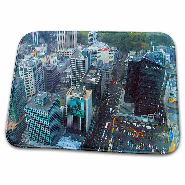 Dish Drying Mat - From Tallest Building in Auckland, New Zealand View of Buildings in City Below Realistic