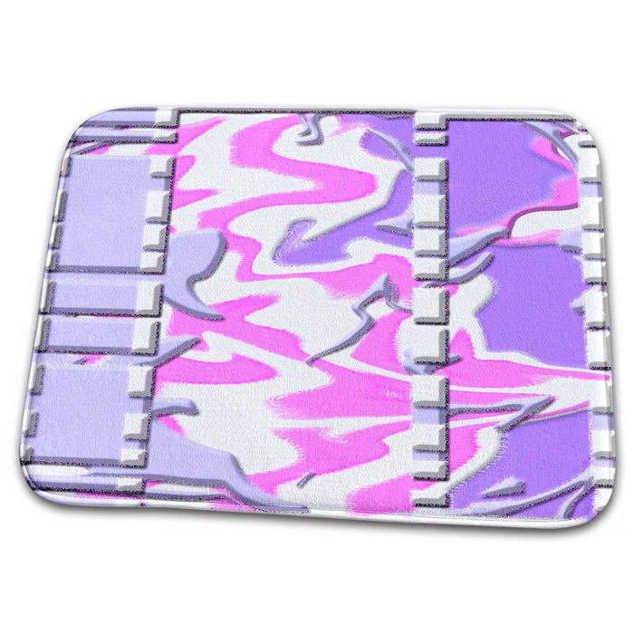 Dish Drying Mat - Purple, Pink and White Layered and Beveled on Page with Colors Liquefied Behind Child Colors Abstract