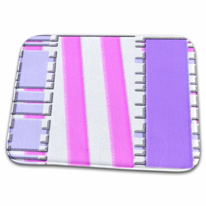 Dish Drying Mat - Purple, Pink and White Layered and Beveled on Page with Colors Liquefied Behind Child Colors Striped Abstract