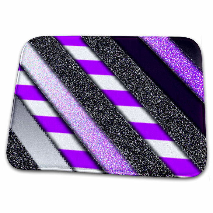 Dish Drying Mat - Purple, White, Gray Textured and Light Gray Stripes would Make Great Art Piece for Any Room in House Abstract