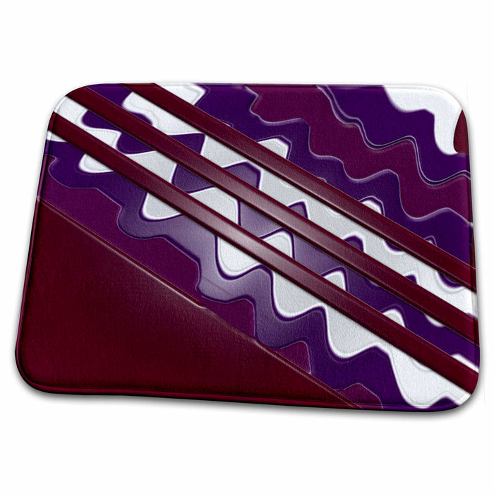 Dish Drying Mat - Maroon, Purple and White Stripes Some That have been Liquefied and Finished in Plastic Abstract