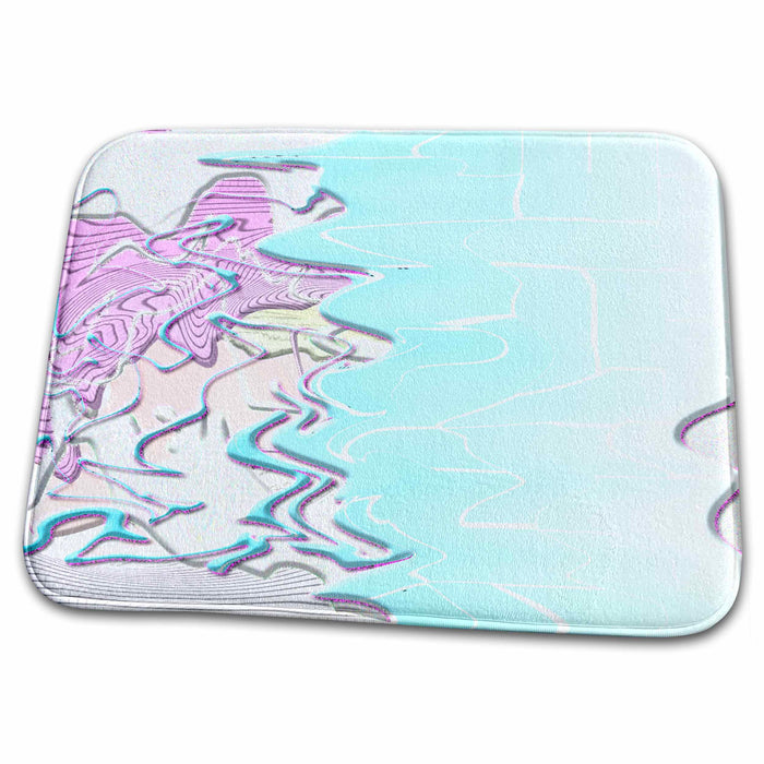 Dish Drying Mat - Baby Colors of Pink, White, Blue Liquefied to Cause Movement and Shape Abstract