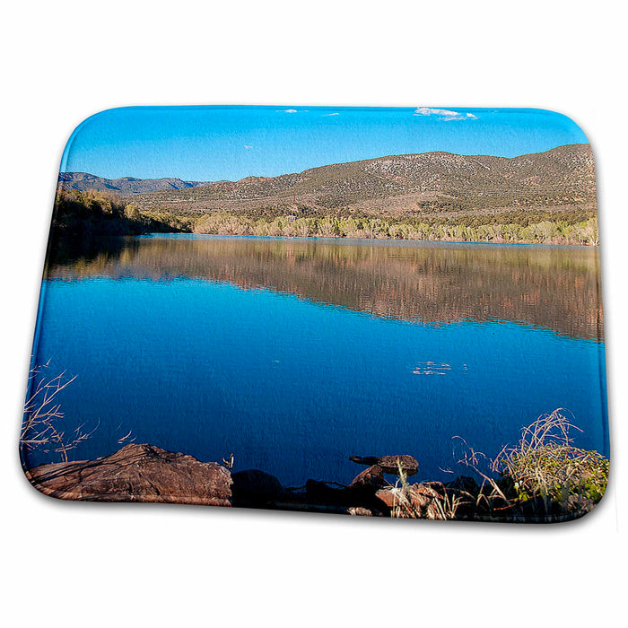 Dish Drying Mat - The Beautiful Vibrant Blue Water at Baker Dam Reservoir in Southern Utah with Mountains Reflecting Realistic