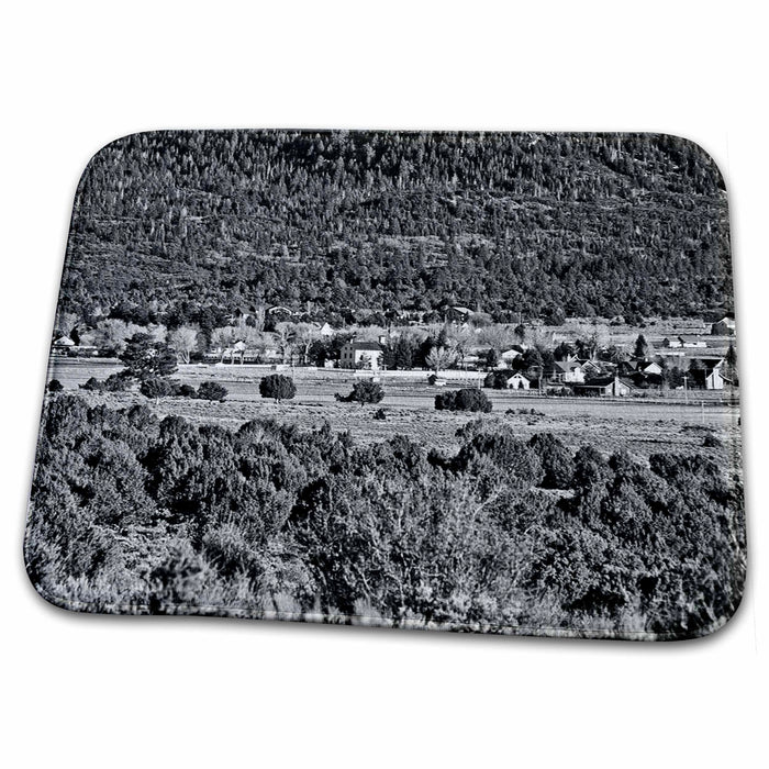 Dish Drying Mat - Beautiful View Coming Into Pine Valley Mountains in Southern, Utah and Its Historical LDS Church Realistic