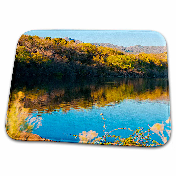 Dish Drying Mat - The Beautiful Vibrant Blue Water at Baker Dam Reservoir in Southern Utah with Mountains of Green Realistic