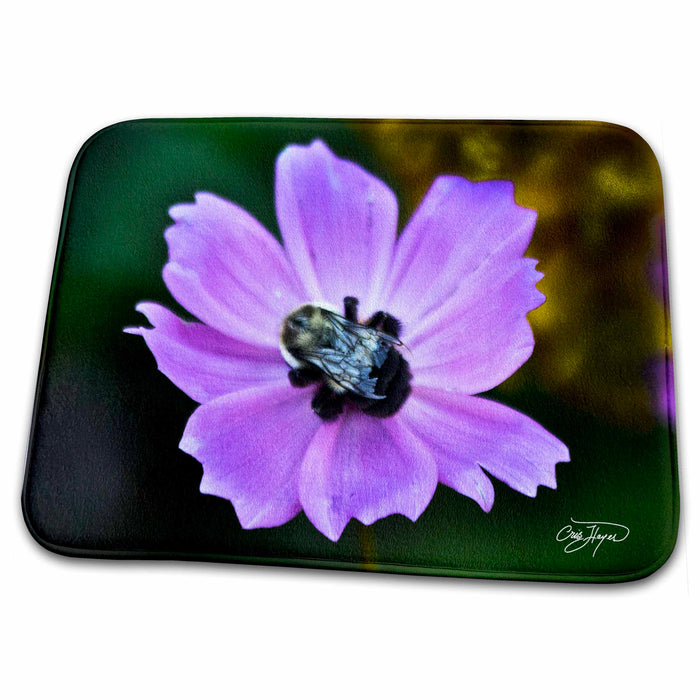 Dish Drying Mat - Purple Flowers Serves as Bumble Bees Pillow Flowers