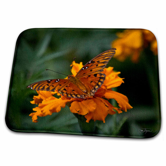 Dish Drying Mat - Butterfly Kissing the Mornign Flowers II Nature