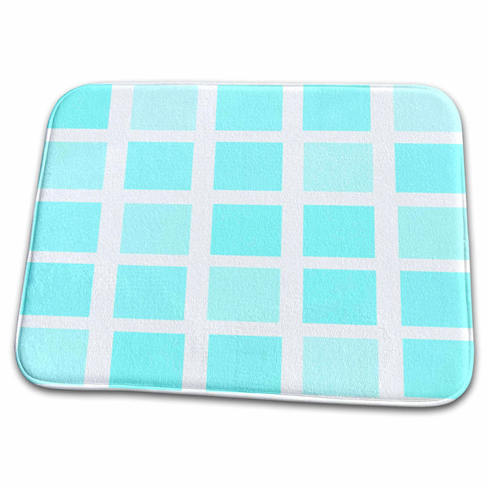 Dish Drying Mat - Aqua Blue Squares - Designs by Color - Art Sanders Creations