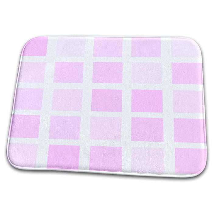 Dish Drying Mat - Pastel Pink Squares - Designs by Color - Art Sanders Creations