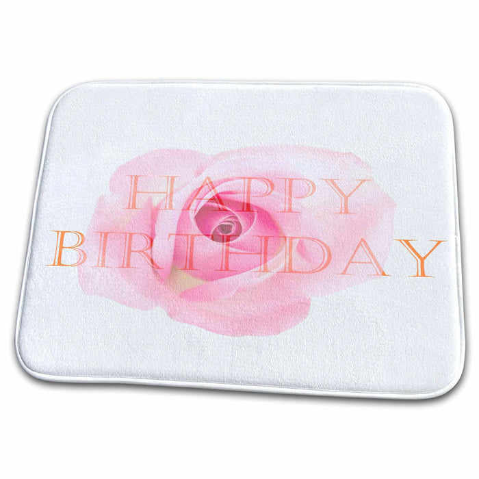 Dish Drying Mat - Pink Rose Birthday - Flowers - Celebration Art Sanders Creations