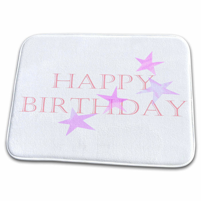 Dish Drying Mat - Pink Stars Birthday - Celebration Art Sanders Creations