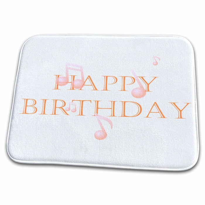 Dish Drying Mat - Peach Musical Notes Birthday - Celebration Art Sanders Creations