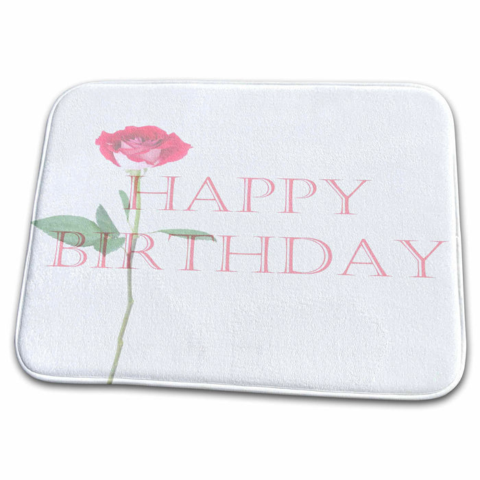 Dish Drying Mat - One Rose Birthday - Flowers - Celebration Art Sanders Creations