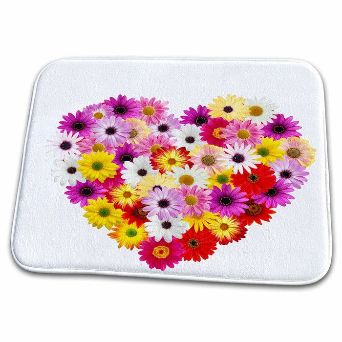 Dish Drying Mat - Heart Full of Flowers - Floral Art Sanders Creations