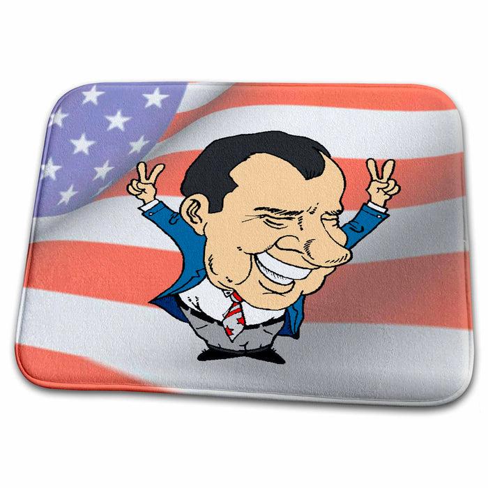 Dish Drying Mat - President Richard Nixon With American Flag Jr Presidents