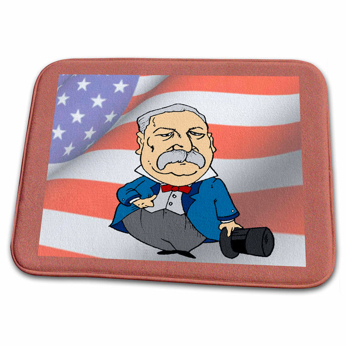 Dish Drying Mat - President Grover Cleveland With American Flag Jr Presidents