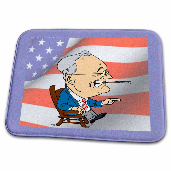 Dish Drying Mat - President Franklin D. Roosevelt With American Flag Jr Presidents