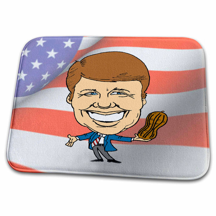 Dish Drying Mat - President Jimmy Carter With American Flag Jr Presidents