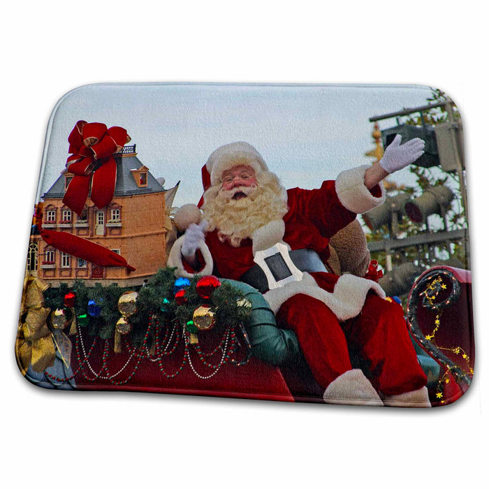 Dish Drying Mat - Santa On Parade Christmas Designs