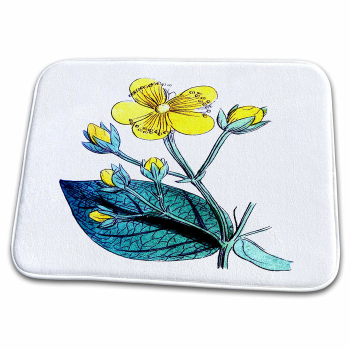 Dish Drying Mat - Vintage Yellow Flower Vintage