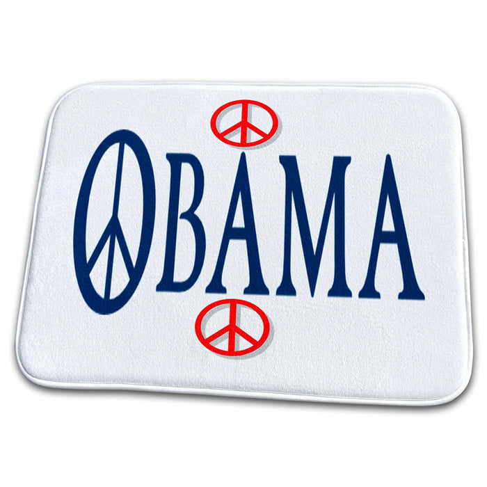 Dish Drying Mat - Obama With 60s Peace Symbol Patriotic