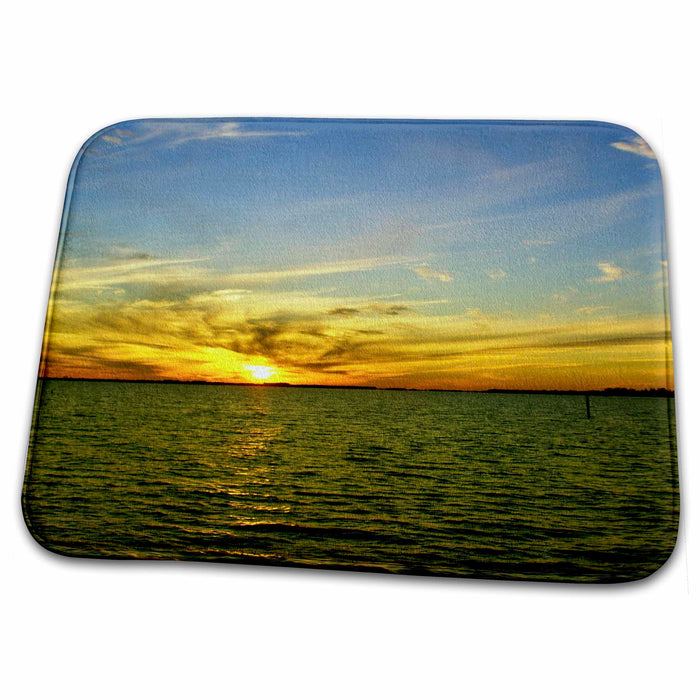 Dish Drying Mat - Sun Splashes Green Sunset