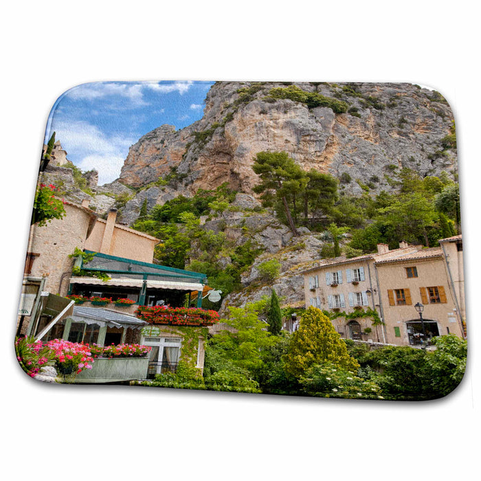 Dish Drying Mat - France, Provence, Moustiers-Ste-Marie, cliff tower - EU09 BJA0139 - Jaynes Gallery Provence