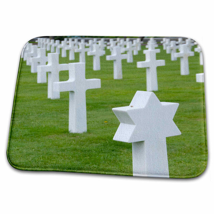 Dish Drying Mat - France, Normandy, WWII cemetery, Cross - EU09 CMI0084 - Cindy Miller Hopkins WWII