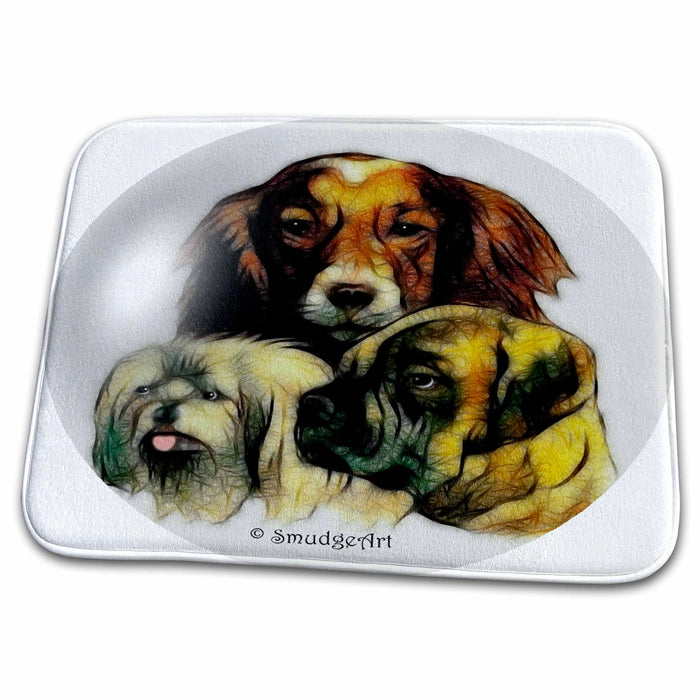 Dish Drying Mat - Pups Dog Art Designs