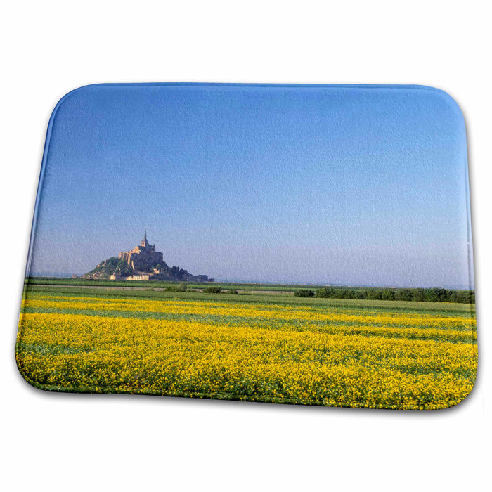 Dish Drying Mat - Mont Saint Michel, Normandy, France rape seed field - EU09 DBN0673 - David Barnes Normandy