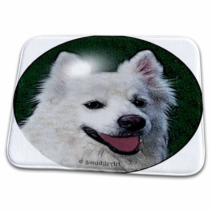 Dish Drying Mat - American Eskimo Dog Dog Art Designs