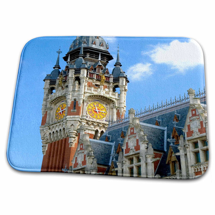 Dish Drying Mat - Clock Tower, Hotel de Ville, Calais, France - EU09 DFR0400 - David R. Frazier Clock Towers