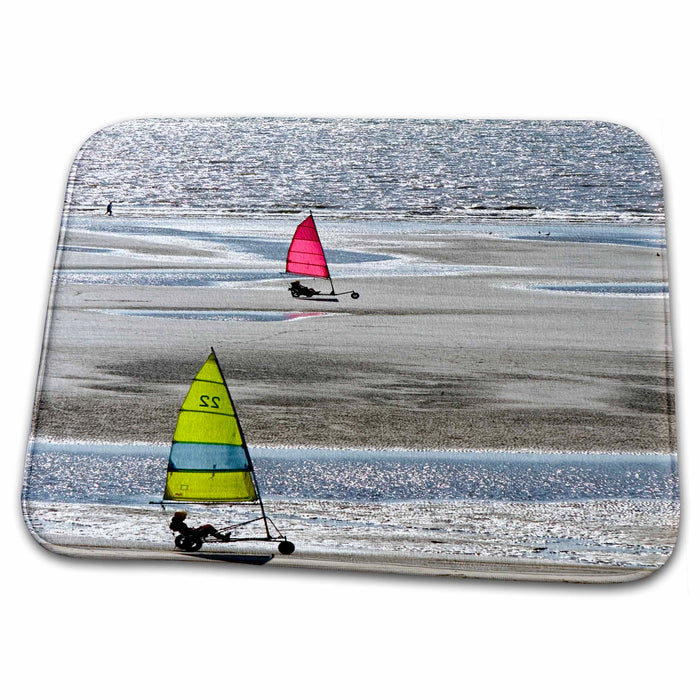 Dish Drying Mat - Land sailing, Le Touquet-Paris-Plage, France - EU09 DFR0420 - David R. Frazier Sailing