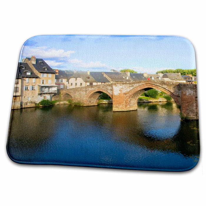 Dish Drying Mat - France, Midi-Pyrenees, Espalion, River Lot bridge - EU09 JHA0043 - Judith Haden Bridges