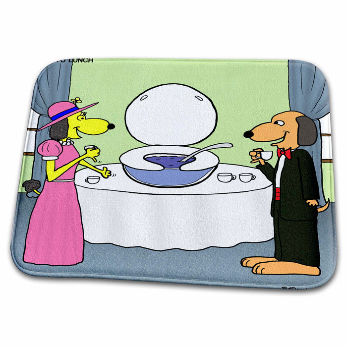 Dish Drying Mat - Fancy Dog Toilet Lid Punch Bowl s Funny General Cartoons