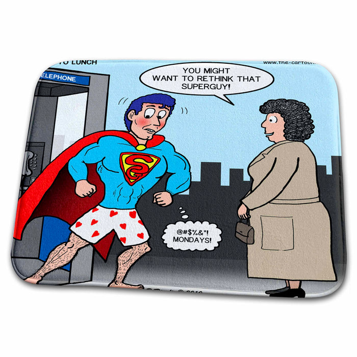 Dish Drying Mat - Super Guy Phonebooth - Wardrobe Malfunction s Funny General Cartoons